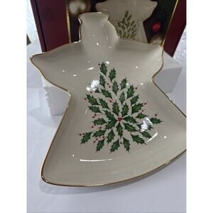 Lenox Holiday Dimension Angel Shape Open Candy Dish New 9 Inch